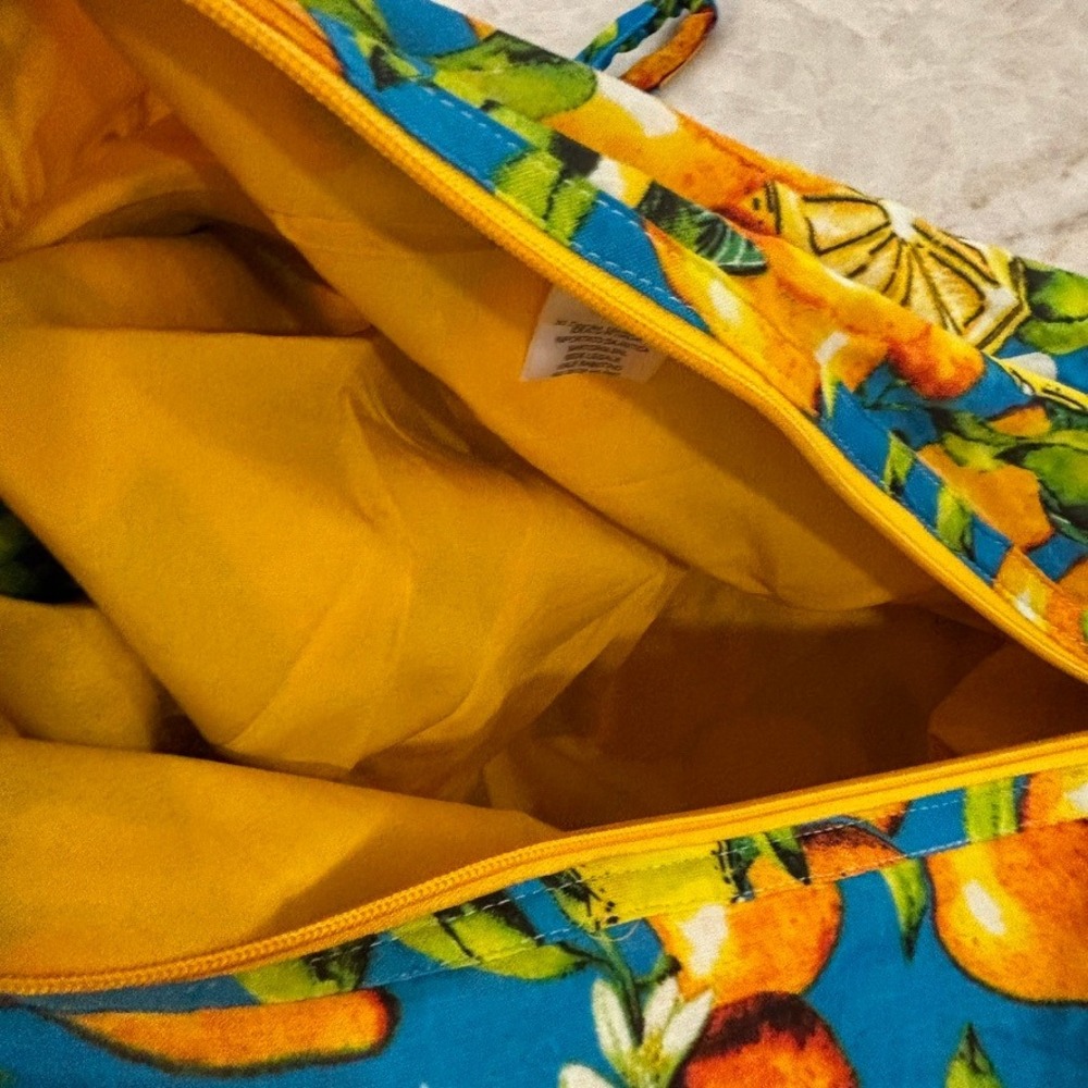 Antica Sartoria by Giacomo Cinque Citrus Print Cotton Shoulder Bag Italy NWT - Picture 6 of 6